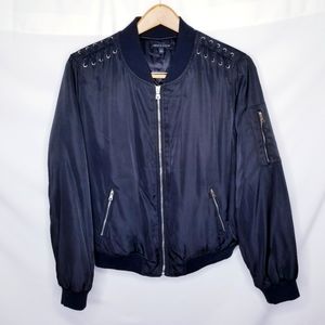 Kendall & Kylie - Black Lace-Up Bomber Jacket - Size Large